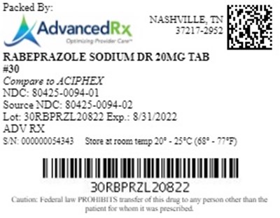 Rabeprazole Sodium Dr Qty 30 Ndc 80425 0094
